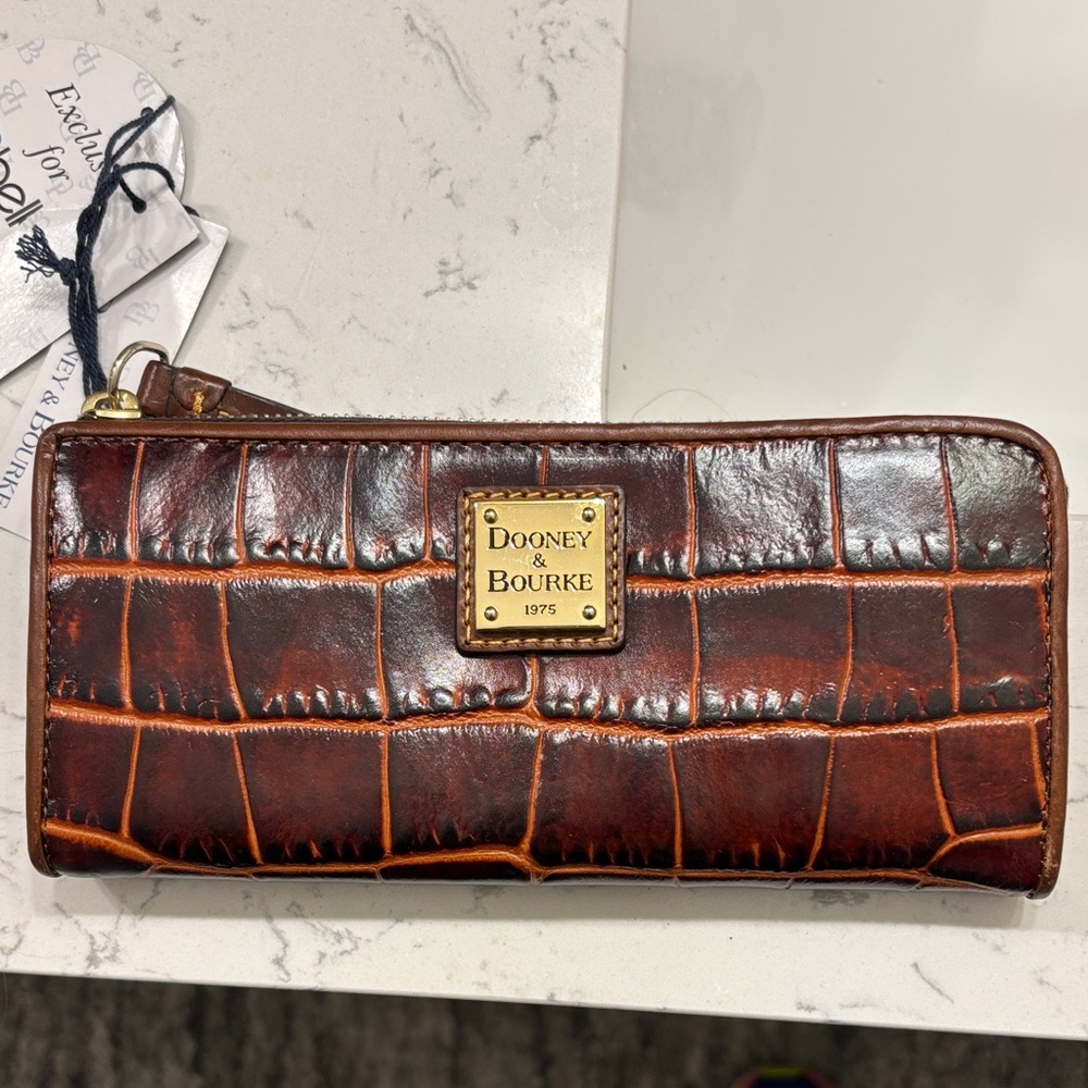 Dooney & Bourke Croc-Embossed Brown Wallet